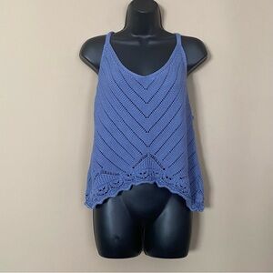 Arizona Jean Company Blue Crochet Cropped Tank Top